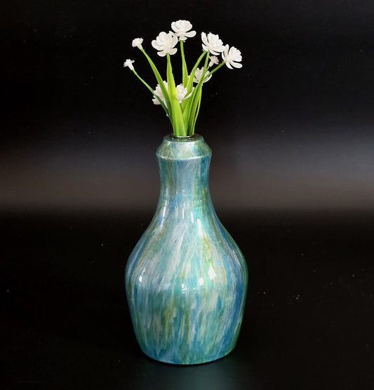 Pine Bud Vase Hand Painted with Epoxy Resin - water tube included