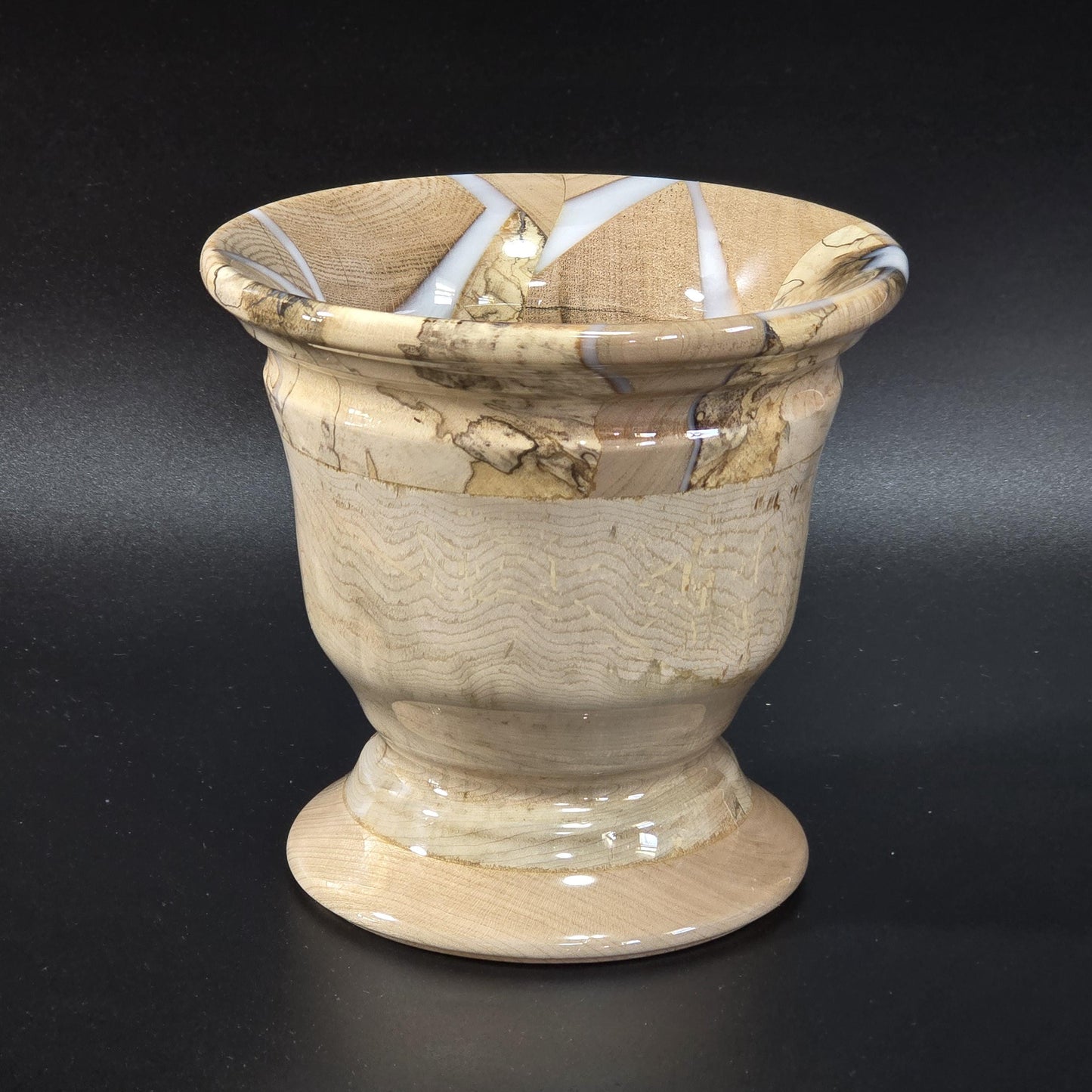 Wood and Resin Pedestal Bowl - Hand Turned in Minnesota - Table Centerpiece