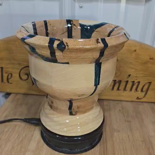 Dark Green Resin and Wood Segment Bowl